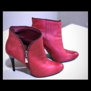 Red ankle boots